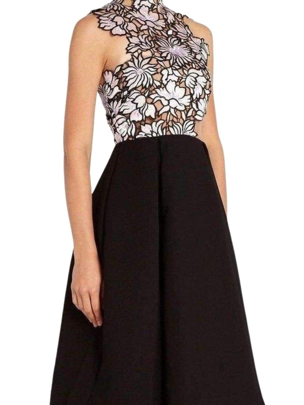 Self-Portrait Black Lilac Guipure Midi Dress